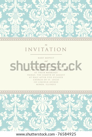 Ornate damask background. Invitation to the wedding or announcements Royalty-Free Stock Photo #76584925