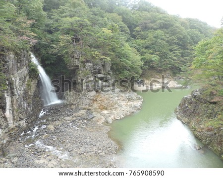 Waterfall at Kinugawa Ryuokyo valley in Japan.