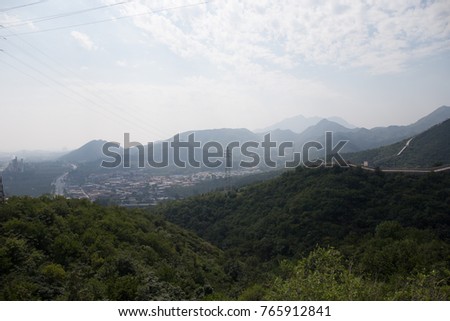 overlook of the suburb of Beijing from Hefangkou Great Wall