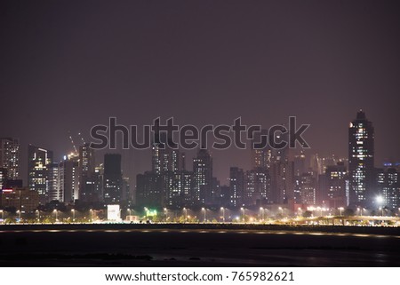 view of skyscrapers, night city