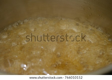 Close up Caramel in pot. (selective Focus)