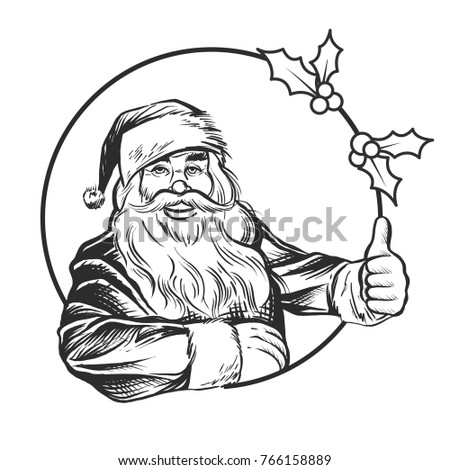 Santa Claus Giving Thumbs Up - Retro Clip Art