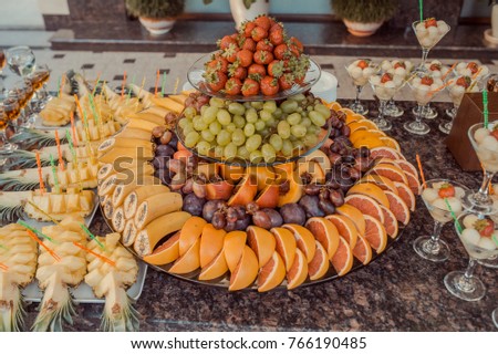 Wedding Fruits At Banquet Table Buffet Reception With Fruit