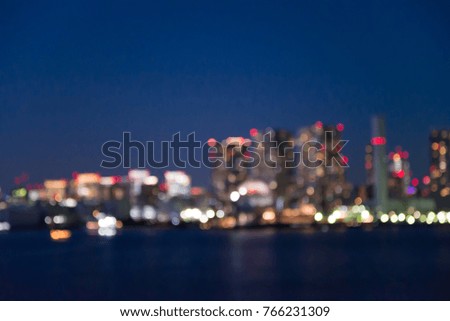 Defocused cityscape in twilight evening bokeh background, Tokyo Japan