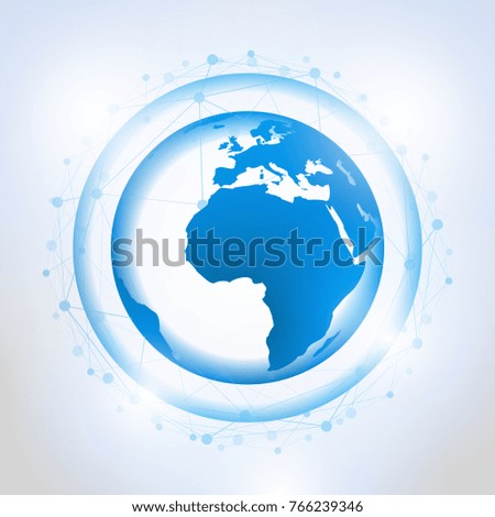 Global network connections, technology background with world map, Abstract technological background, Vector illustration