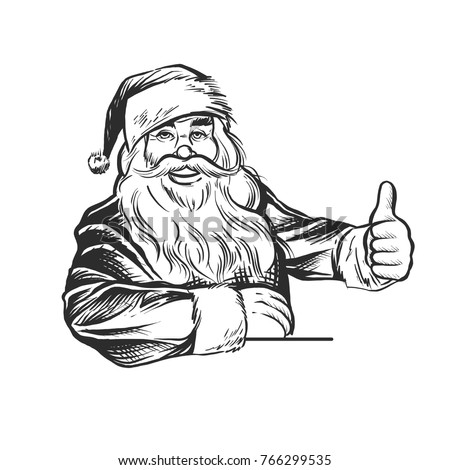 Santa Claus Pointing - Retro Clip Art