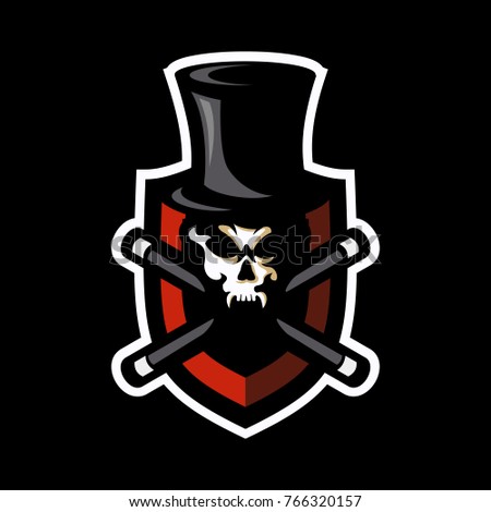 Magician Skull sports logo, skull vector illustration