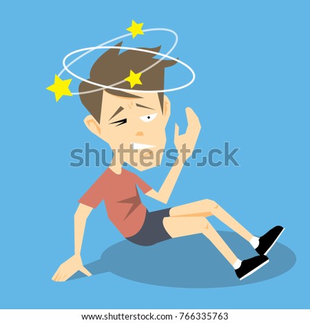 Dizzy man falling down-vector cartoon Royalty-Free Stock Photo #766335763