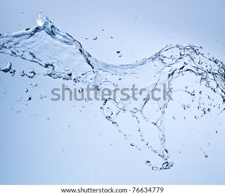 water splash close up shot on blue background