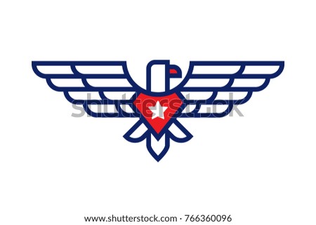 Geometric eagle with a star illustration of logo