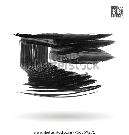 Grey brush stroke and texture. Grunge vector abstract hand - painted element. Underline and border design.