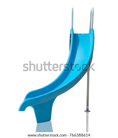 blue slide pool isolated on white background, clipping path Royalty-Free Stock Photo #766388614