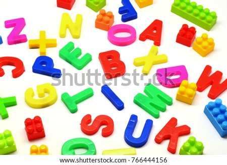 colorful alphabet letter set. Concept of back to school. Shot with natural light. Slightly defocused and close-up shot.