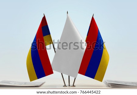 Flags of Armenia with a white flag in the middle