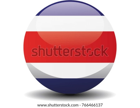 Costa Rica national circle button flag background texture. Vector illustration.