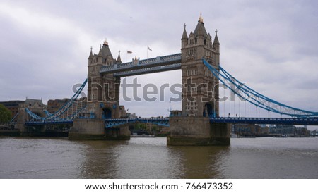Photo from iconic Tower Bridge on a cloudy spring morning, London, United Kingdom  