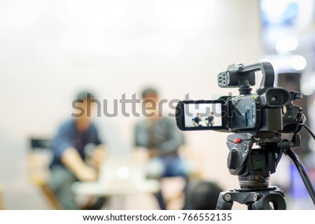 Camera show viewfinder image catch motion in interview or broadcast wedding ceremony,  stopped motion in best memorial day concept. Video Cinema From dslr camera. video cinema production.