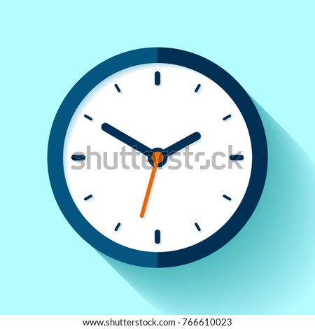 Clock icon in flat style, timer on blue background. Business watch. Vector design element for you project Royalty-Free Stock Photo #766610023