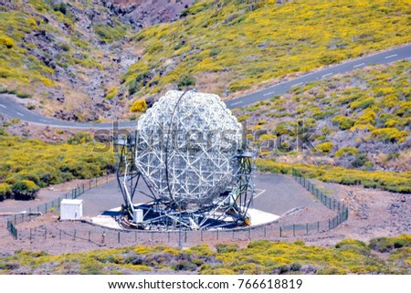Photo Picture of a Modern Scientific Astronomical Observatory Telescope