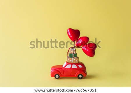 Car with decorative hearts