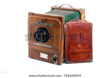 An image of old wooden large format photocamera