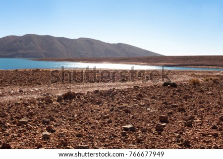 lake in the desert in the sun