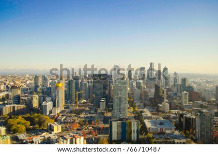 City from the skyview at Seattle