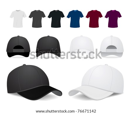 Vector baseball cap and shirt illustration on white background