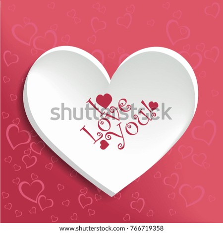Greeting card for the holiday Valentine's Day. White heart with the inscription I love you. EPS10