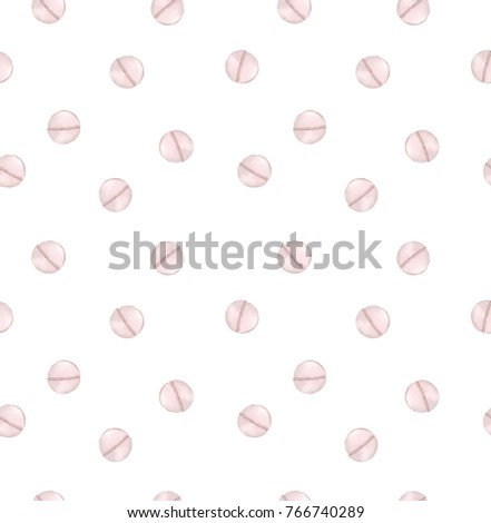 Set of medical tablets, hand drawn seamless pattern