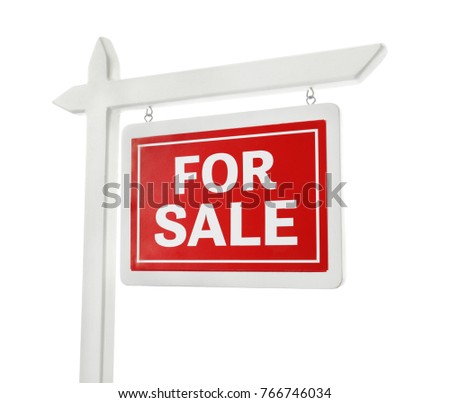 "For sale" sign on white background