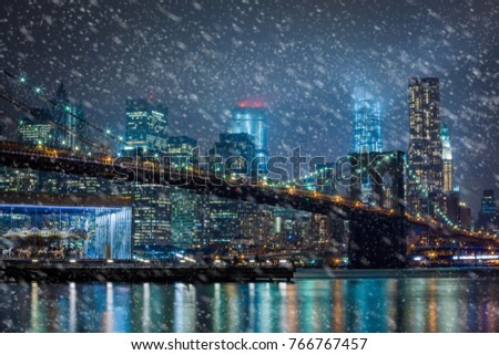 Snowing in New York city 