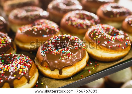Donuts / traditional jewish pastry for Chanukah / Hanukkah , selective focus