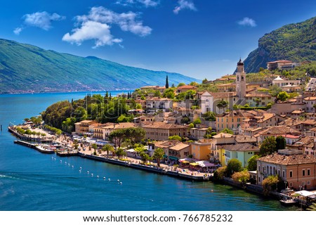 Limone sul Garda waterfront view, Lombardy region of Italy Royalty-Free Stock Photo #766785232