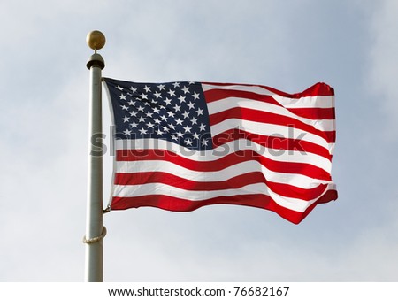 US Flag on Pole Royalty-Free Stock Photo #76682167