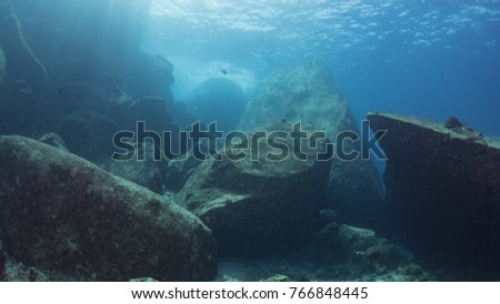 Big rock and coral reef in similan, Thailand