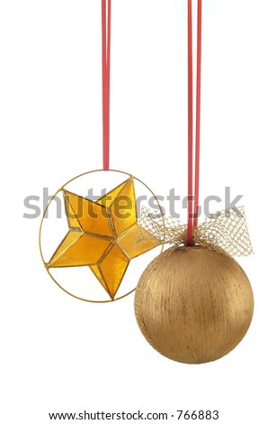 christmas ball and star - vertical photo