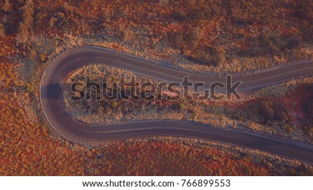 Australian desert road from above
