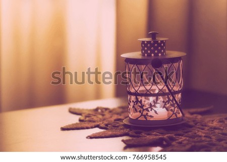 Decorative lantern at dusk