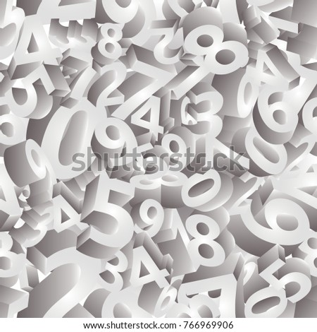 Seamless Numbers, 3D background, vector illustration