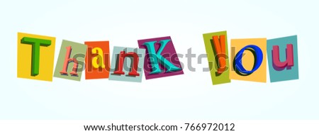 Thank you text made with colorful letters