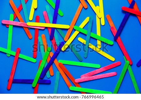 Abstract of colorful wooden with blue background, image background.