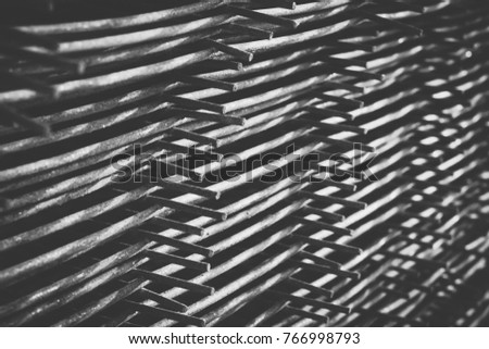 Stack of reinforcing Steel Bar or rebar steel in black and white
