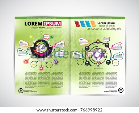 Business magazine layout with infographic elements