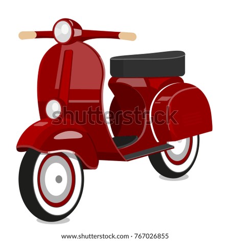 Red scooter. Vector isolated object on white background.