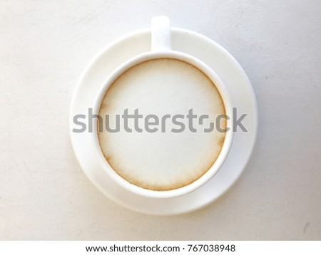 Hot coffee in the white cup. Royalty-Free Stock Photo #767038948