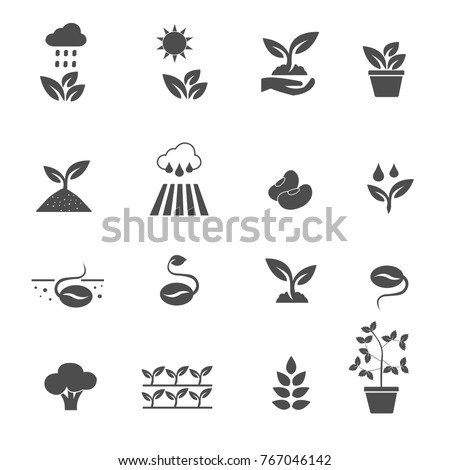 plants icons set vector Royalty-Free Stock Photo #767046142