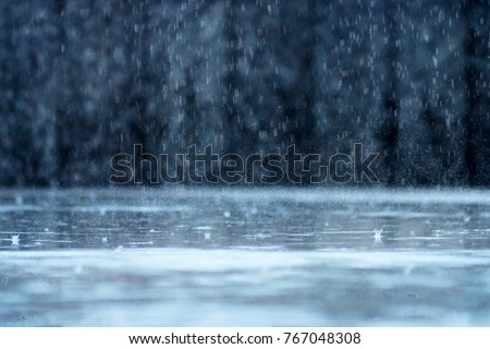 Rain fall on the ground in rains season. Royalty-Free Stock Photo #767048308