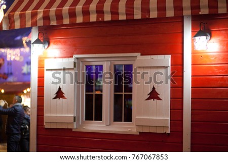 red house with white windows - Christmas hut