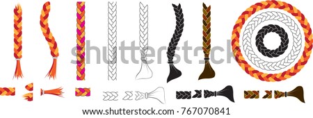 Braids pattern brush. braided rope vector Royalty-Free Stock Photo #767070841